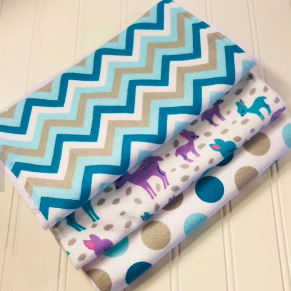 Other - Baby Girl Burp Cloths, Chenille baby gift set (3)